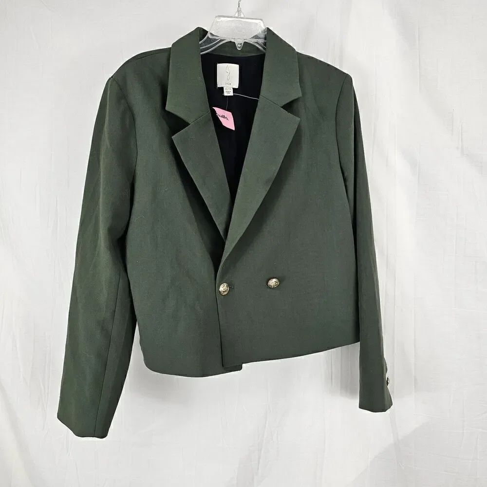Joie Army Green Cropped Single Breasted Blazer Size XL